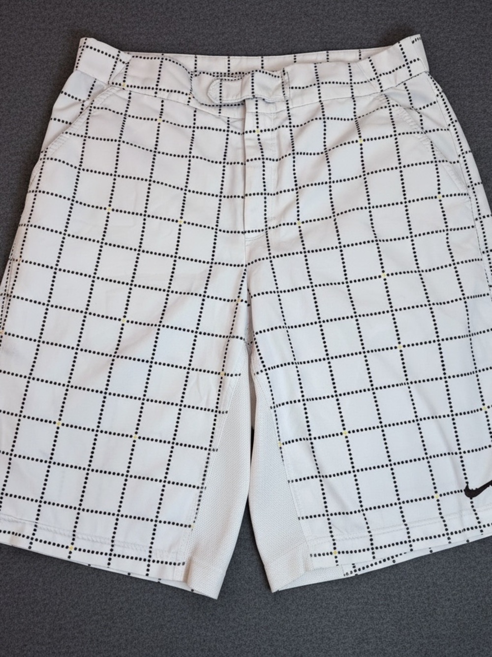 Vintage Nike Court Plaid Grid Tennis Shorts Mens Large White Black Nadal L